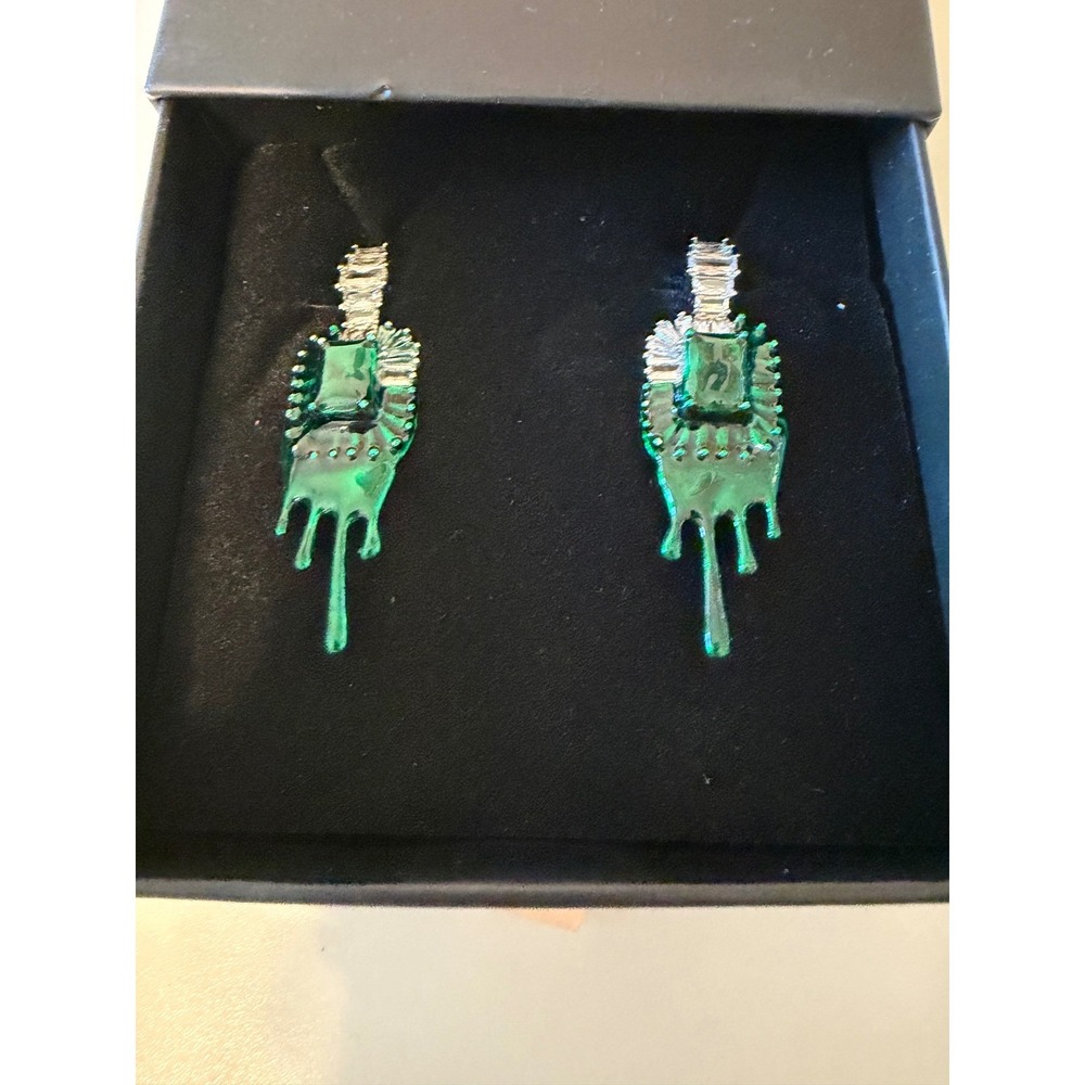 8 Other Reasons x Wicked Flying Free Droplet Emerald Drip Earrings Glam Elphaba - Picture 3 of 6